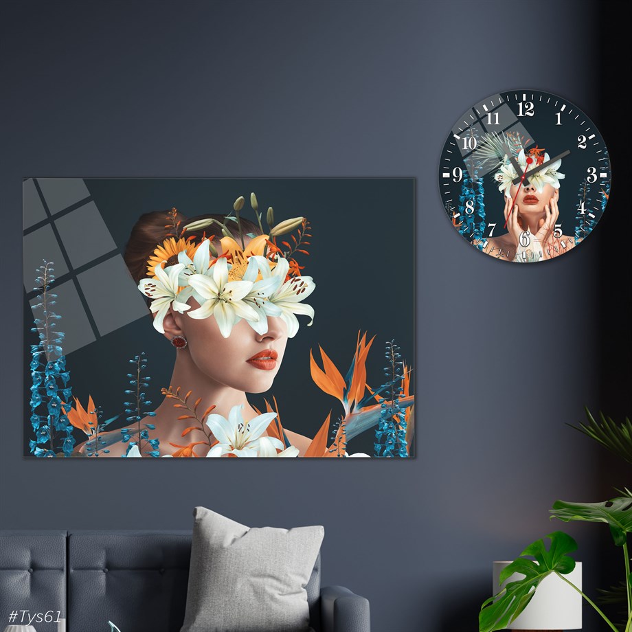 bedrucktes Glas und rundes Glasuhrenset 