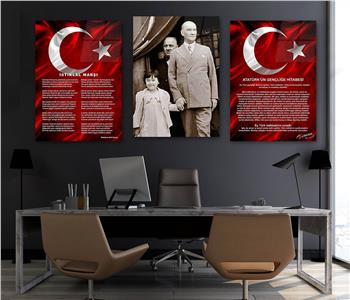  3lü Set VatanTemalı Cam Tablo 31