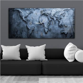 Yatay Saatli Ortadan Vatan Temalı Cam Tablo 104