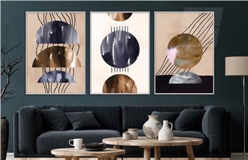 Alüminyum Çerçeveli Sanat Temalı 3lü Set CAM Tablo 0012