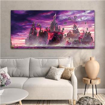 Horizontaal, Aan De Zijkant Voorzien Van Een Klok, Kunst en Natuur Thema Gehard Glasschilderij 224