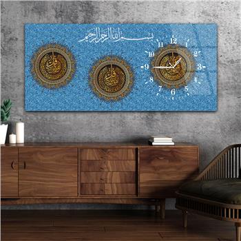 لوحة زجاجية أفقية ذات طابع ديني مع ساعة جانبية 061