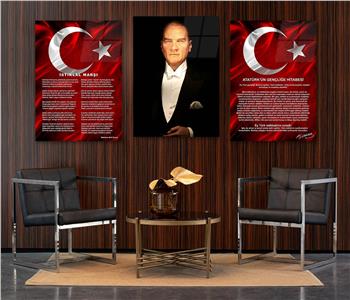  3lü Set VatanTemalı Cam Tablo 33