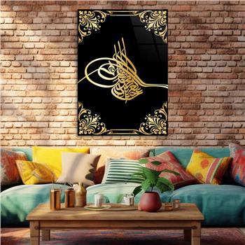 OSMANLI TUĞRA GÖRSELLİ CAM TABLO 