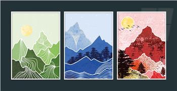 Alüminyum Çerçeveli Sanat Temalı 3lü Set MDF Tablo 0019