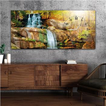 Horizontal bedrucktes Glas mit Kunst und Naturthema und einer Uhr an der Seite 066