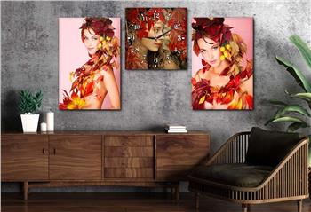 SANAT TEMALI  CAM TABLO SAAT SETİ 