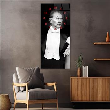 Vertikales bedrucktes Glas Nationenthema mit Uhr Oben  021