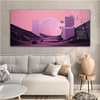 Yatay Saatli Yandan Sanat ve Doğa Temalı Cam Tablo 229