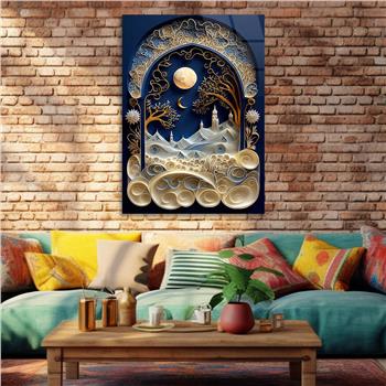 Dikey Sanat Temalı Cam Tablo 542