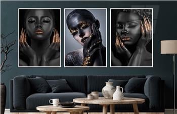 Alüminyum Çerçeveli Sanat Temalı 3lü Set CAM Tablo 0072