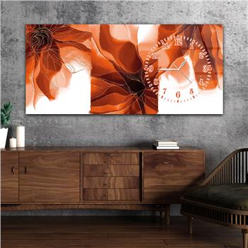 Horizontal bedrucktes Glas mit Kunst und Naturthema und einer Uhr an der Seite 102