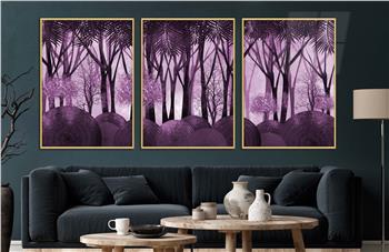 Alüminyum Çerçeveli Sanat Temalı 3lü Set CAM Tablo 0032