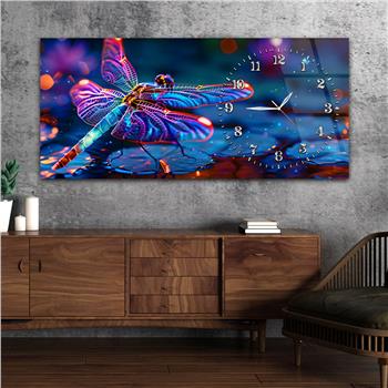 Yatay Saatli Yandan Sanat Temalı Cam Tablo 291