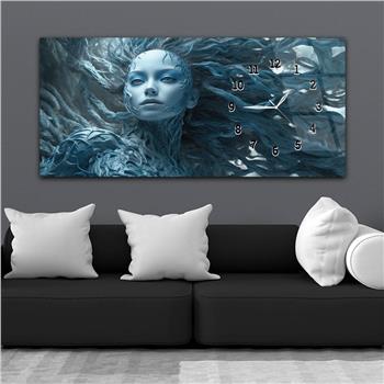 Modern Sanat Duvar Tablosu Yatay Saatli Yandan Sanat ve Doğa Temalı Cam Tablo 230