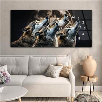 Horizontaal, Aan De Zijkant Voorzien Van Een Klok, Kunst en Natuur Thema Gehard Glasschilderij 023