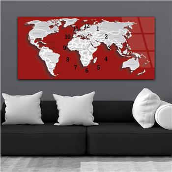 Yatay Saatli Ortadan Vatan Temalı Cam Tablo 092