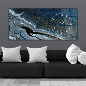 Horizontal bedrucktes Glas mit Kunst und Naturthema und einer Uhr an der Seite 056