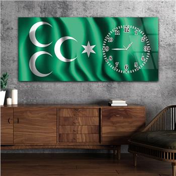 Horizontal bedrucktes Glas mit Nationenthema und einer Uhr an der Seite 010