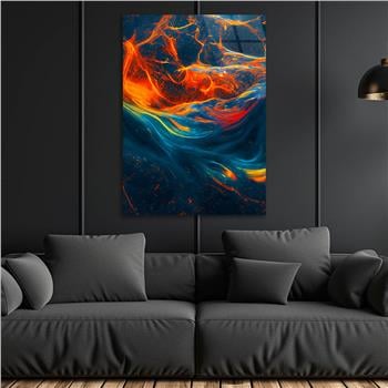 Dikey Sanat Temalı Cam Tablo 344