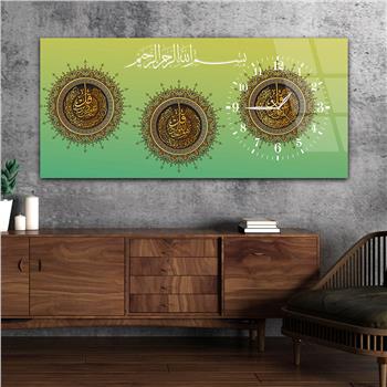 لوحة زجاجية أفقية ذات طابع ديني مع ساعة جانبية 058