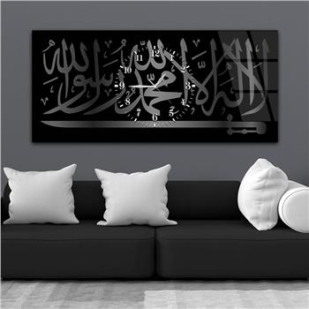 Tableau en verre à thème religieux avec horloge centrale horizontale  043