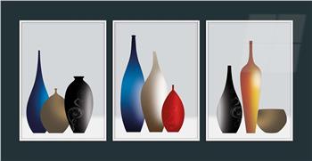 Alüminyum Çerçeveli Sanat Temalı 3lü Set MDF Tablo 0047