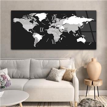 Yatay Ortadan Saatli  Sanat ve Doğa Temalı Cam Tablo 095