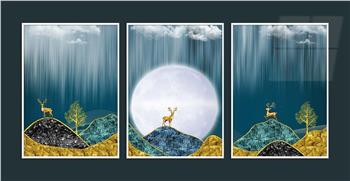 Alüminyum Çerçeveli Sanat Temalı 3lü Set MDF Tablo 0042