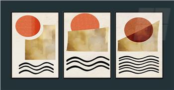 Alüminyum Çerçeveli Sanat Temalı 3lü Set MDF Tablo 0033