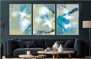 Alüminyum Çerçeveli Sanat Temalı 3lü Set CAM Tablo 0026