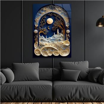 Dikey Sanat Temalı Cam Tablo 542