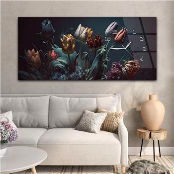 Horizontaal, Aan De Zijkant Voorzien Van Een Klok, Kunst en Natuur Thema Gehard Glasschilderij 196