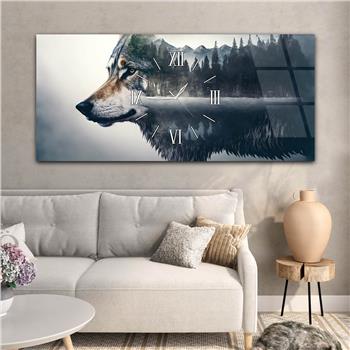 Horizontaal, in Het Midden Voorzien Van Een Klok, Kunst En Natuur Thema Gehard Glasschilderij 103