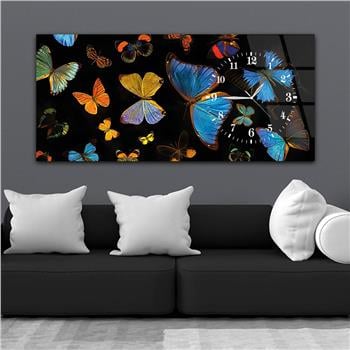 Horizontal bedrucktes Glas mit Kunst und Naturthema und einer Uhr an der Seite 032