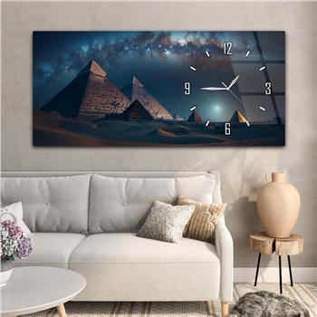 Yatay Saatli Yandan Sanat Temalı Cam Tablo 268