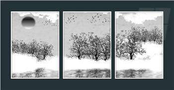 Alüminyum Çerçeveli Sanat Temalı 3lü Set MDF Tablo 0034