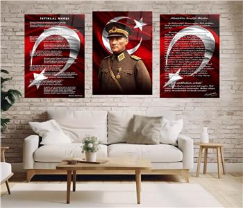  3lü Set VatanTemalı Cam Tablo 27