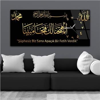 Horizontaal, Aan De Zijkant Voorzien Van Een Klok, Religieus Thema Gehard Glasschilderij 013