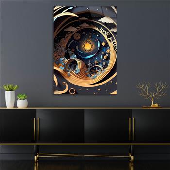 Dikey Sanat Temalı Cam Tablo 543