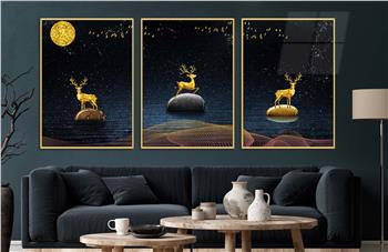 Alüminyum Çerçeveli Sanat Temalı 3lü Set CAM Tablo 0065