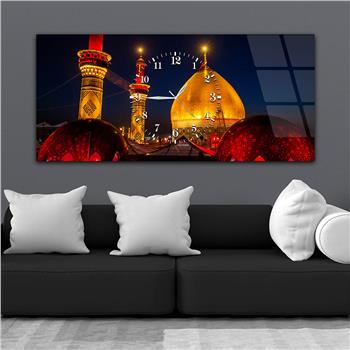 Tableau en verre à thème religieux avec horloge centrale horizontale  040