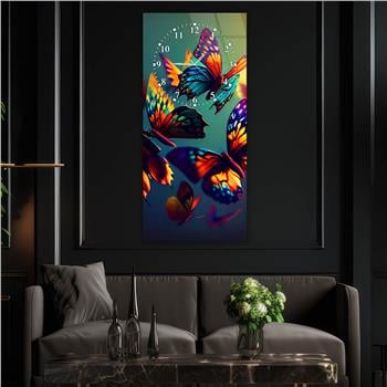 Vertikales bedrucktes Glas Kunst und Naturthema mit Uhr Oben  030