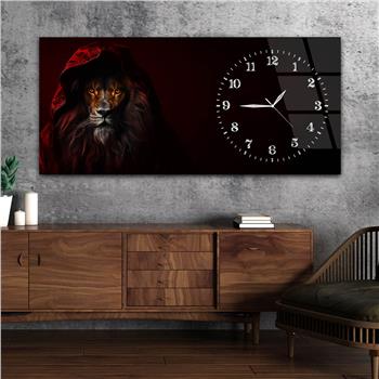 Yatay Saatli Yandan Sanat Temalı Cam Tablo 353