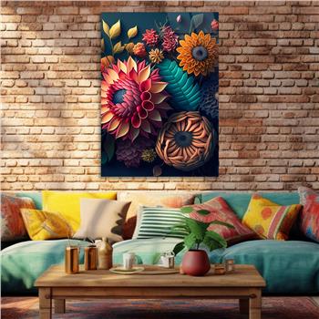 Dikey Sanat Temalı Cam Tablo 438