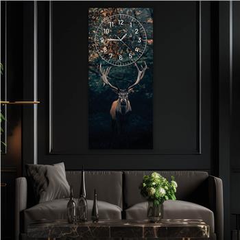 Dikey Üstten Saatli Sanat Temalı Cam Tablo 010