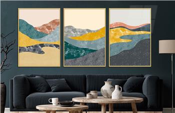 Alüminyum Çerçeveli Sanat Temalı 3lü Set CAM Tablo 0025