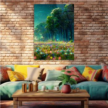 Dikey Doğa Temalı Cam Tablo 247