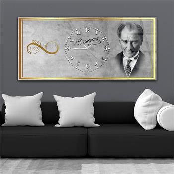 Tableau en verre sur le thème de la nation avec horloge centrale horizontale  028