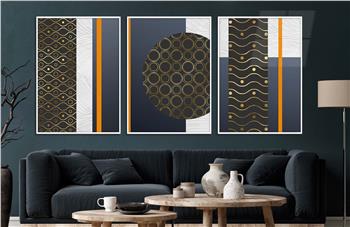 Alüminyum Çerçeveli Sanat Temalı 3lü Set CAM Tablo 0057